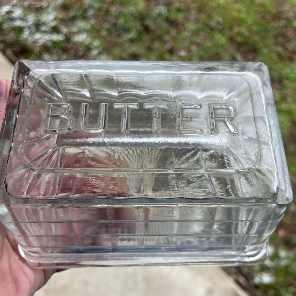 Clear Depression Glass Butter Dish